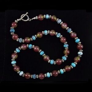 Vintage Sterling Silver Gemstone Necklace 18"
